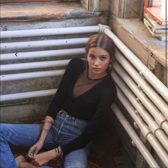 Sezane Tia Wool Blend Black Bodysuit Size Medium - Picture 2 of 10